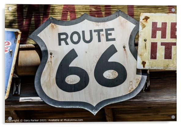 Old style Route 66 sign Acrylic by Gary Parker