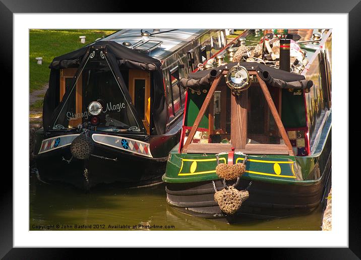 Kennet and Avon Narrow Boats Framed Mounted Print by John Basford