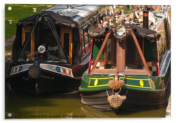 Kennet and Avon Narrow Boats Acrylic by John Basford