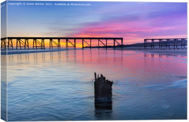 Steetley Pier tide at Sunrise Canvas Print by Kevin Winter