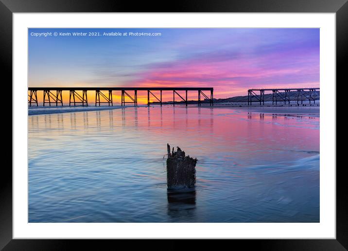 Steetley Pier tide at Sunrise Framed Mounted Print by Kevin Winter