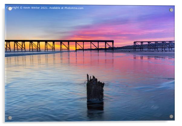 Steetley Pier tide at Sunrise Acrylic by Kevin Winter