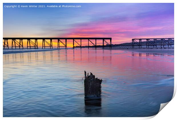 Steetley Pier tide at Sunrise Print by Kevin Winter