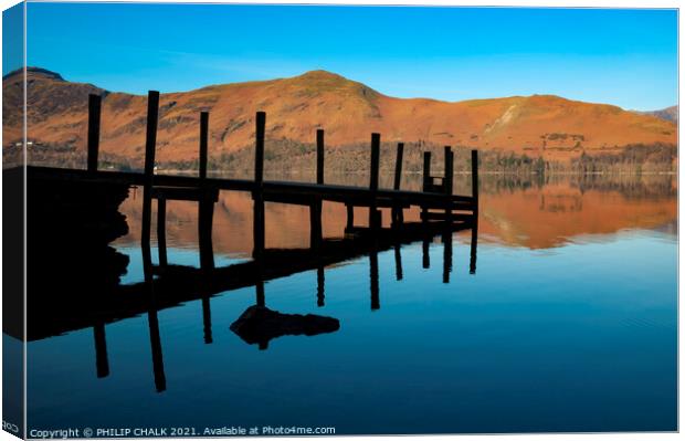 The old Ashness jetty on Derwent water 205 Canvas Print by PHILIP CHALK