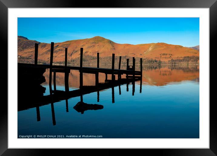The old Ashness jetty on Derwent water 205 Framed Mounted Print by PHILIP CHALK