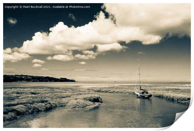 Old Boat in Red Wharf Bay Anglesey Print by Pearl Bucknall