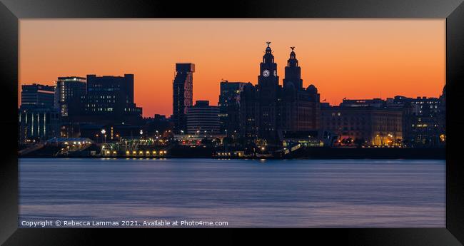 Liverpool skyline at night Framed Print by Rebecca Lammas