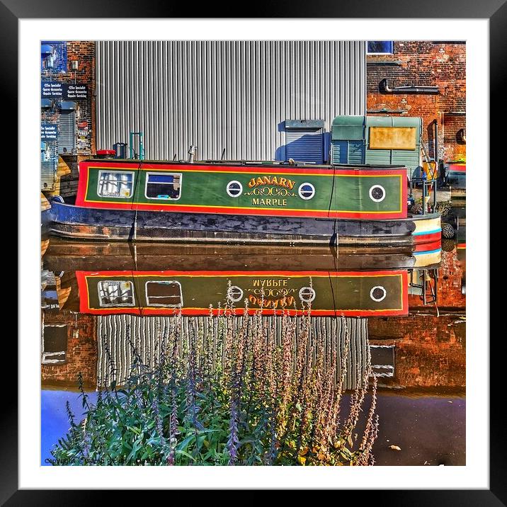 Canal Boat on Huddersfield Canal Framed Mounted Print by Sarah Paddison