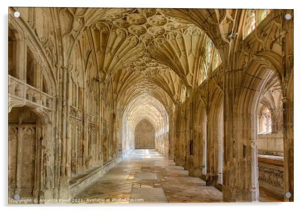 Gloucester Cathedral Cloisters Acrylic by Amanda Elwell