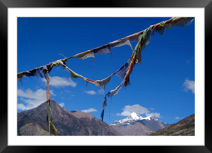 Prayer Flags in Manang Framed Mounted Print by Serena Bowles