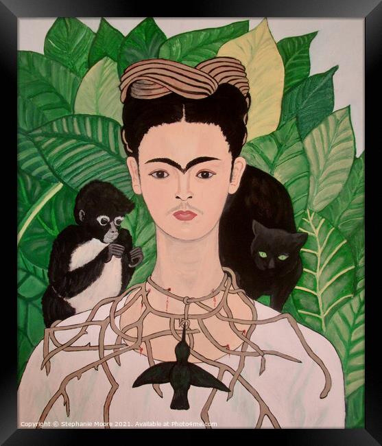 Frida with Monkey and Cat Framed Print by Stephanie Moore