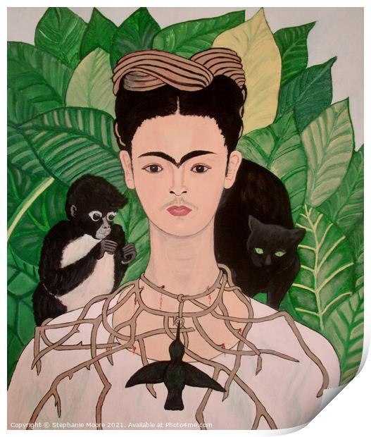 Frida with Monkey and Cat Print by Stephanie Moore