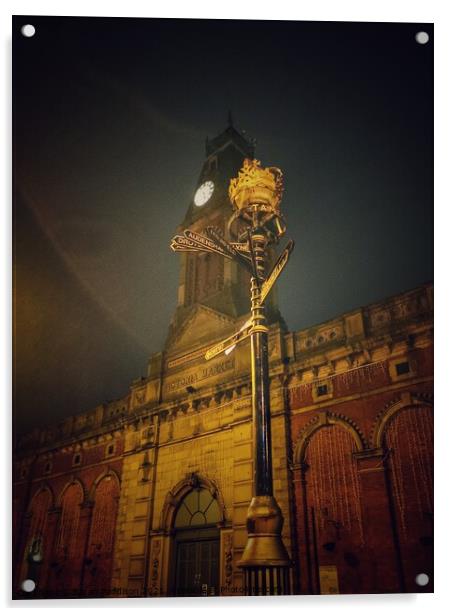 Stalybridge Market Hall at Night Acrylic by Sarah Paddison
