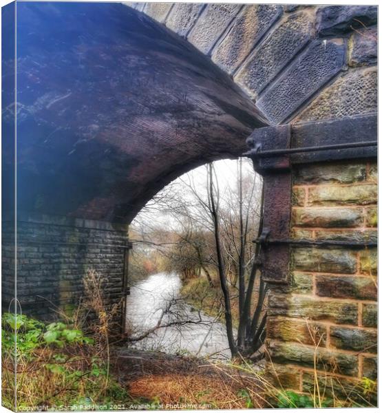 View through the bridge to the river Tame - Ashton under Lyne Canvas Print by Sarah Paddison