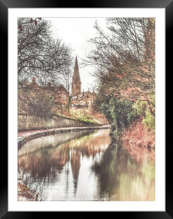 St.Stephens Church Reflected in Canal - Guide Bridge Framed Mounted Print by Sarah Paddison