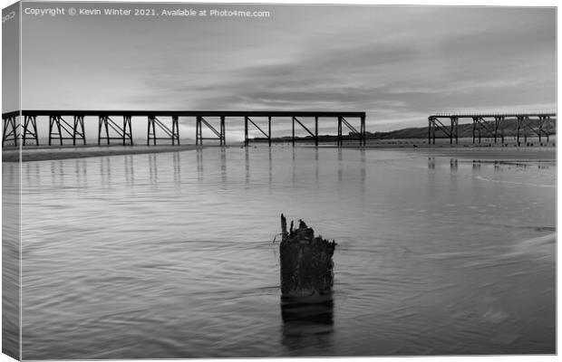 Steetley Pier Black and White Canvas Print by Kevin Winter