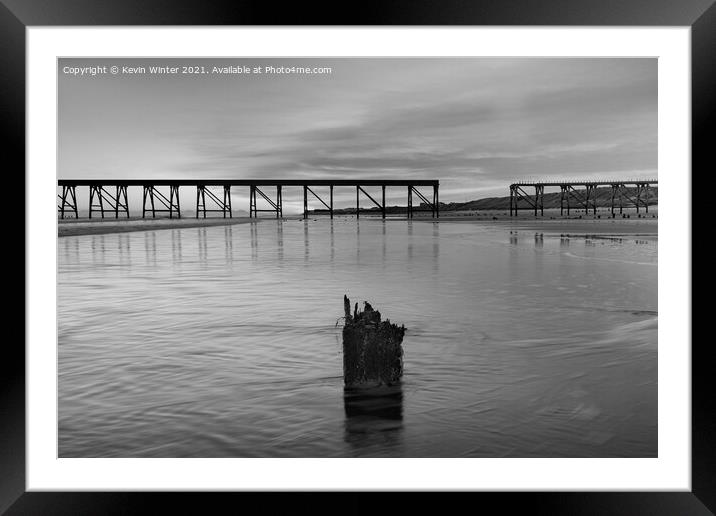 Steetley Pier Black and White Framed Mounted Print by Kevin Winter