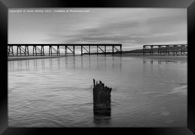 Steetley Pier Black and White Framed Print by Kevin Winter