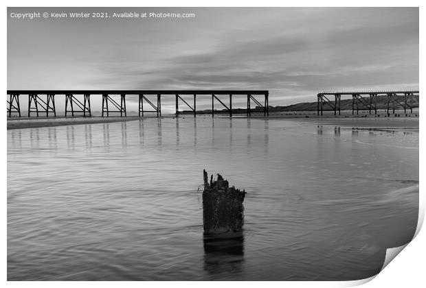 Steetley Pier Black and White Print by Kevin Winter
