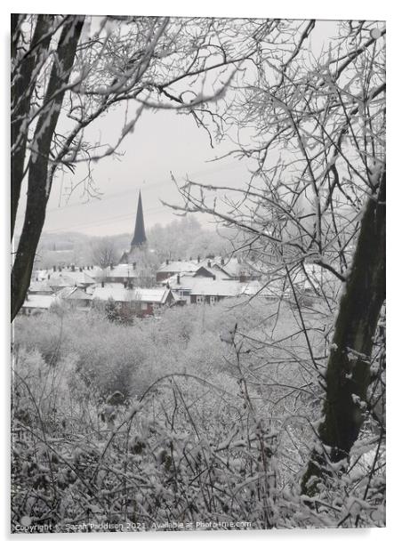 St James Church Millbrook in the snow Acrylic by Sarah Paddison