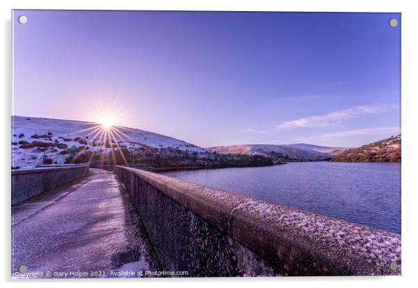 Winter sunrise over Meldon Reservoir Acrylic by Gary Holpin