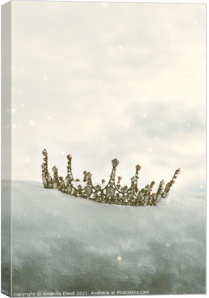 Princess Crown In Snow Canvas Print by Amanda Elwell