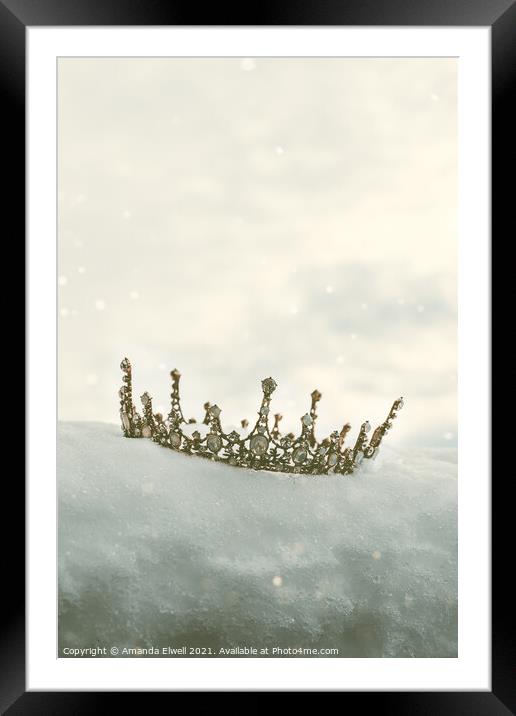 Princess Crown In Snow Framed Mounted Print by Amanda Elwell