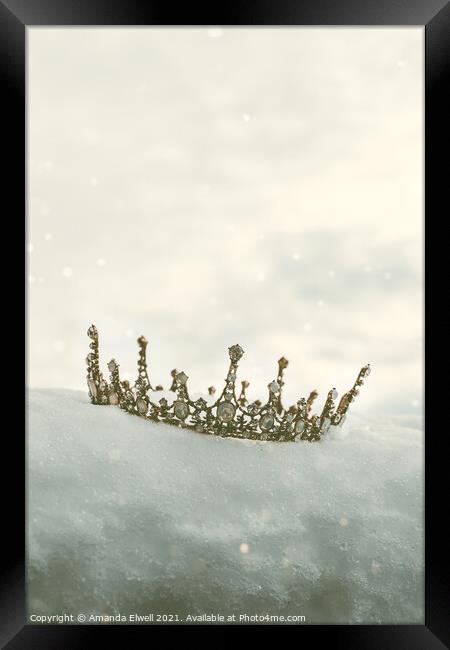 Princess Crown In Snow Framed Print by Amanda Elwell