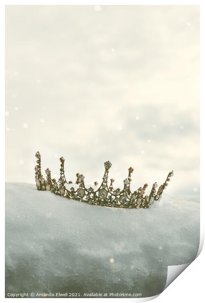 Princess Crown In Snow Print by Amanda Elwell