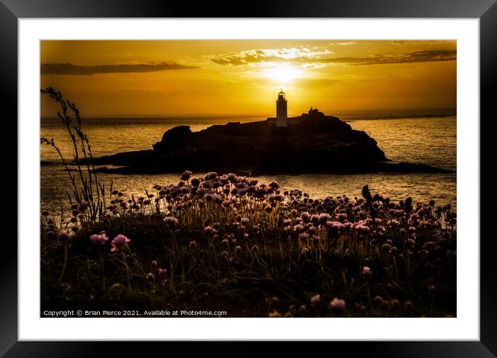 Sunset at Godrevy Lighthouse, Cornwall Framed Mounted Print by Brian Pierce
