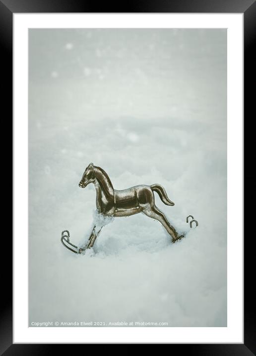 Rocking Horse Framed Mounted Print by Amanda Elwell