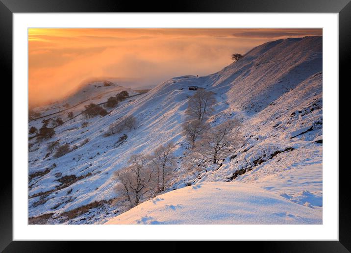 Sunrise from Cracken Edge near Chinley in the Peak Framed Mounted Print by MIKE HUTTON
