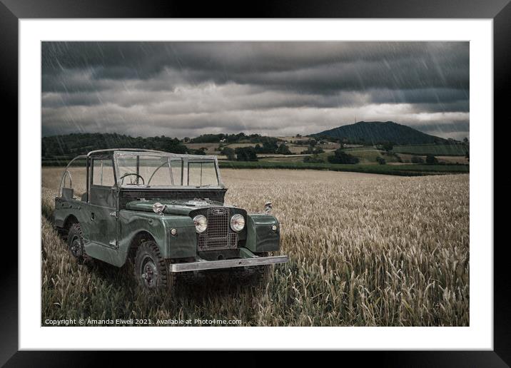 Vintage Land Rover in Field Framed Mounted Print by Amanda Elwell