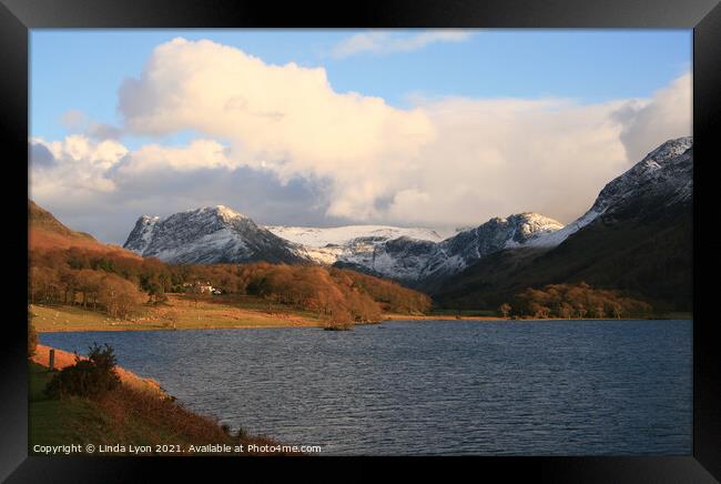 Buttermere fells from Crummock Water Framed Print by Linda Lyon