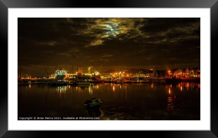 Falmouth Docks at Night Framed Mounted Print by Brian Pierce