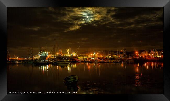 Falmouth Docks at Night Framed Print by Brian Pierce