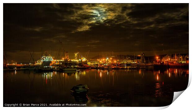 Falmouth Docks at Night Print by Brian Pierce