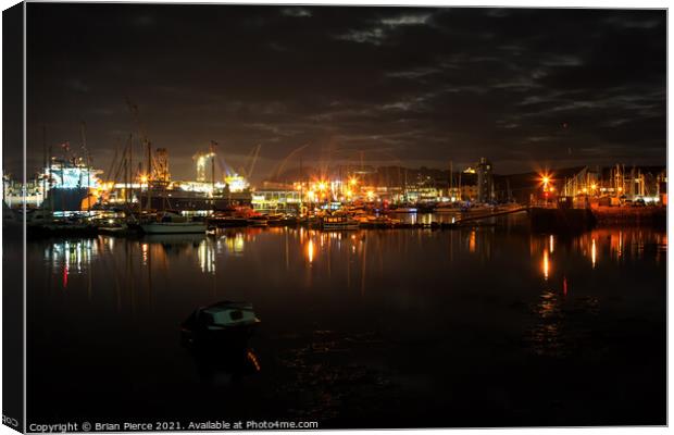 Falmouth Docks at Night Canvas Print by Brian Pierce