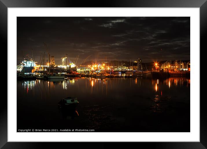 Falmouth Docks at Night Framed Mounted Print by Brian Pierce