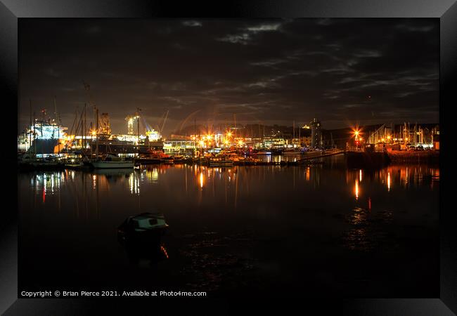 Falmouth Docks at Night Framed Print by Brian Pierce