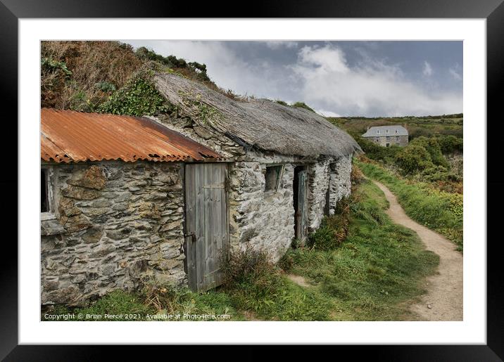 Fishermans Huts, Prussia Cove, Cornwall Framed Mounted Print by Brian Pierce