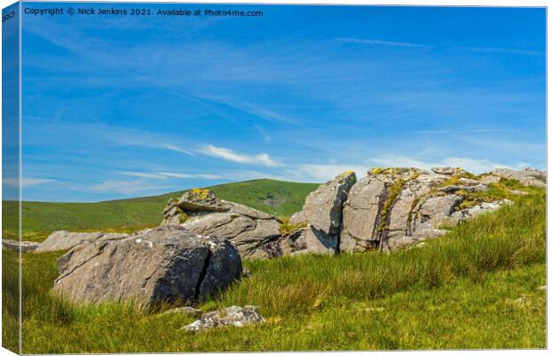 Foreground Rocks and Foel Cwmceryn Preseli Hills Canvas Print by Nick Jenkins