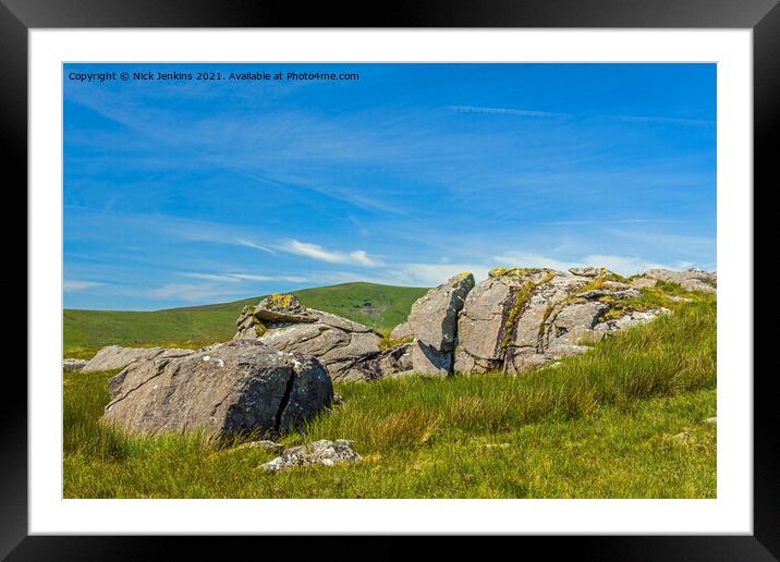 Foreground Rocks and Foel Cwmceryn Preseli Hills Framed Mounted Print by Nick Jenkins