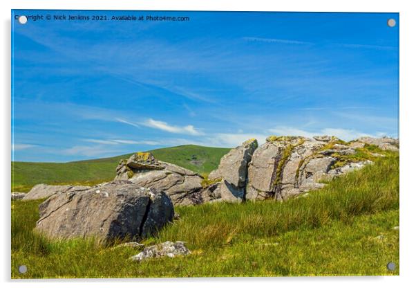 Foreground Rocks and Foel Cwmceryn Preseli Hills Acrylic by Nick Jenkins