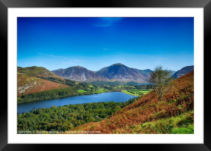 Mountain views across Loweswater Lake District Framed Mounted Print by Angela Wallace