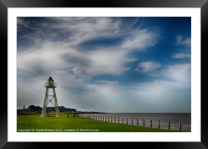 Lighthouse at Silloth Cumbria Framed Mounted Print by Angela Wallace