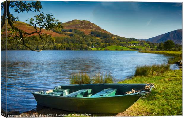 Beach Rowing Boat on Loweswater Lake District Canvas Print by Angela Wallace