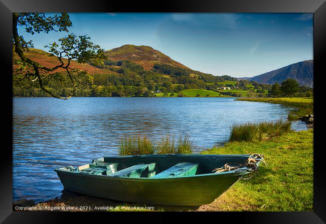 Beach Rowing Boat on Loweswater Lake District Framed Print by Angela Wallace