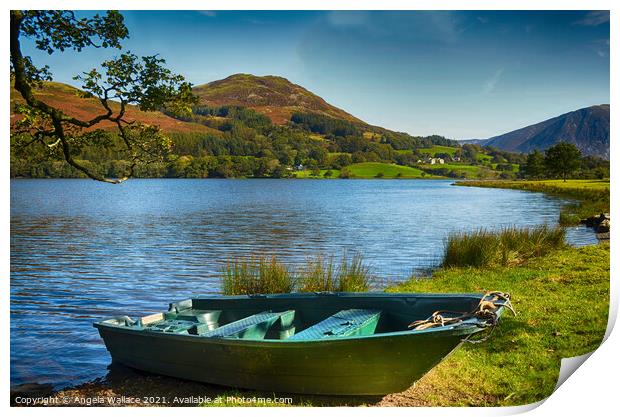 Beach Rowing Boat on Loweswater Lake District Print by Angela Wallace