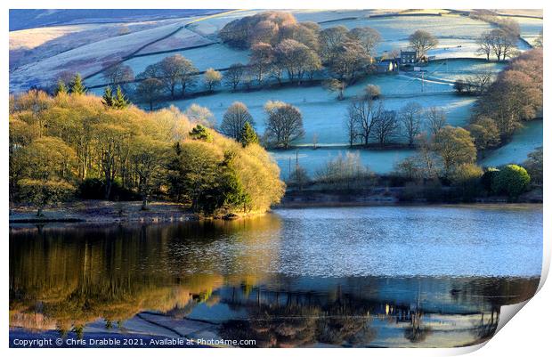 Ashes Farm and Ladybower Reservoir Print by Chris Drabble